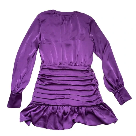 NWT Ramy Brook Camilla Silky Elegant Formal Mini Dress Long Sleeve Purple size 6 - Picture 12 of 12